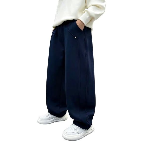 XIYNBAOK Boys Baggy Sweatpants Wide Leg Baggy Pants Open Bottom Athletic Trackpants Kids Girls Elastic Waist Plain Sportswear Casual Preppy Clothes