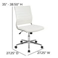 thumbnail image 5 of Emma + Oliver Mid-Back Armless White LeatherSoft Ribbed Executive Swivel Office Chair, 5 of 13