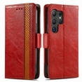 thumbnail image 2 of For Samsung Galaxy S25 Ultra 5G Leather Phone Case Wallet Folio Flip Cover Casual Business, [RFID Blocking] Multi Hidden Anti-theft Card Holder Cash Slot, Side Magnetic Buckle, Stand Support,Red, 2 of 9