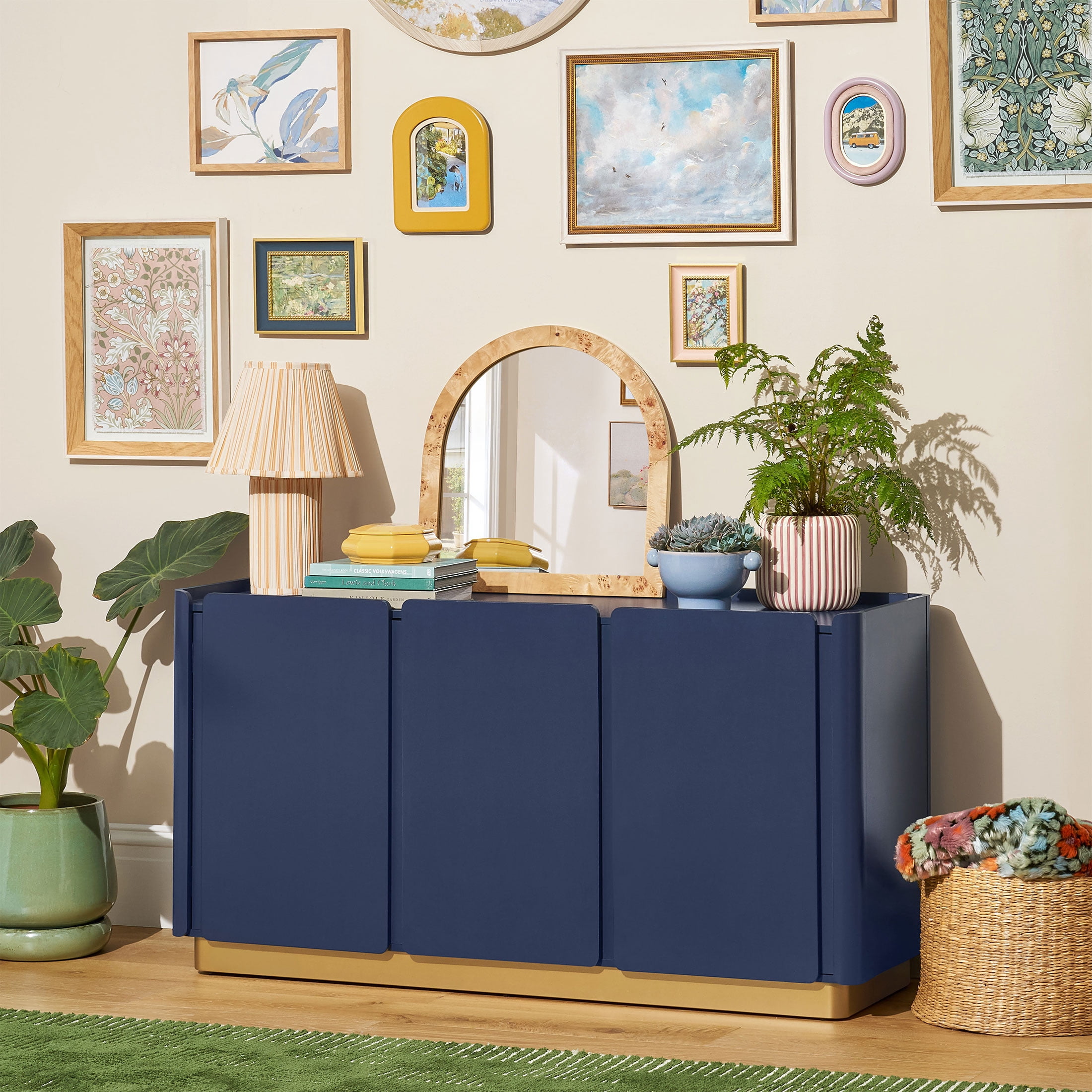Beautiful Mae TV Stand for TV's up to 70" by Drew Barrymore, Starry Night Blue Finish
