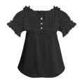 thumbnail image 2 of Auralook Womens Casual Round Neck Puff Half Sleeve Tops Pleated Loose Basic Summer T Shirts Blouses, 2 of 4