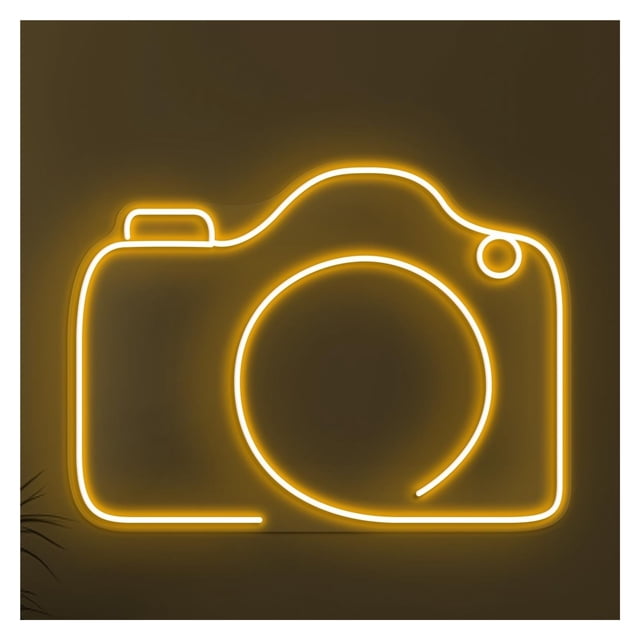 Letrero De Neón Con Forma Cámara, Diseño Minimalista, Ideal Para Estudios Fotográficos, Brillo Ajustable, 38cm