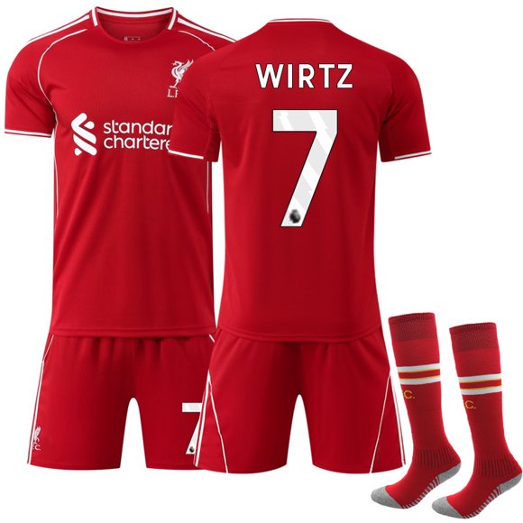 2025-2026 Liverpool Home Kids Football Shirt Kit No.7 Wirtz-adult L-No. 58 Wirtz