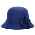 thumbnail image 2 of Baberdicy Women's Wool Felt Top Hat, Vintage Cloche Hat for Wedding Guest, Church, Easter, Special Occasion Blue Universal Fit, 2 of 3