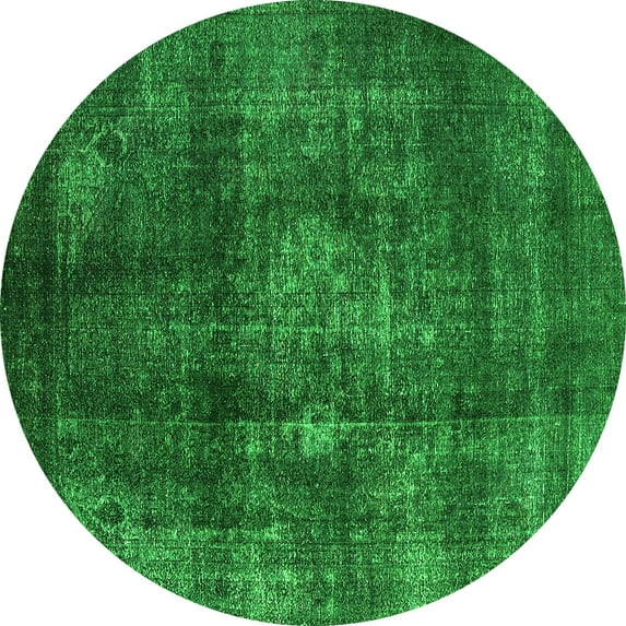 Ahgly Company Indoor Round Oriental Green Industrial Area Rugs, 8' Round