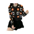 thumbnail image 2 of Blotona Women's Juniors Crochet Sweater Cardigan Long Sleeve Vintage Flower Embroidery Button Down Knitwear Casual Crop Bolero for Teen Girls, 2 of 5
