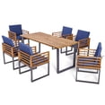 thumbnail image 7 of Gymax 7PCS Acacia Wood Patio Dining Set Cushioned Dining Chair & Table Set w/ Umbrella Hole, 7 of 7