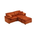 thumbnail image 6 of Modern Corduroy Convertible Sofa Loveseat, 2 Seaters Small Couch Love Seat With Movable Ottomans and Pillows For Living Room Apartment Bedroom, 6 of 13