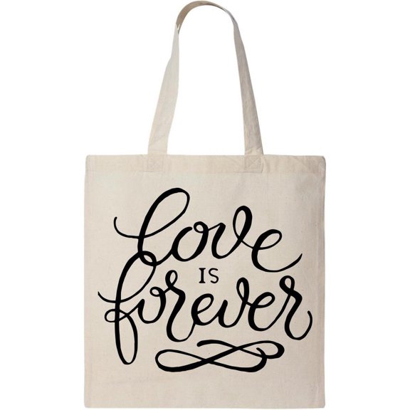 Smartprints Love Is Forever Script Tote Bag - Image by Shutterstock, One Size Cotton Canvas Tote Bag