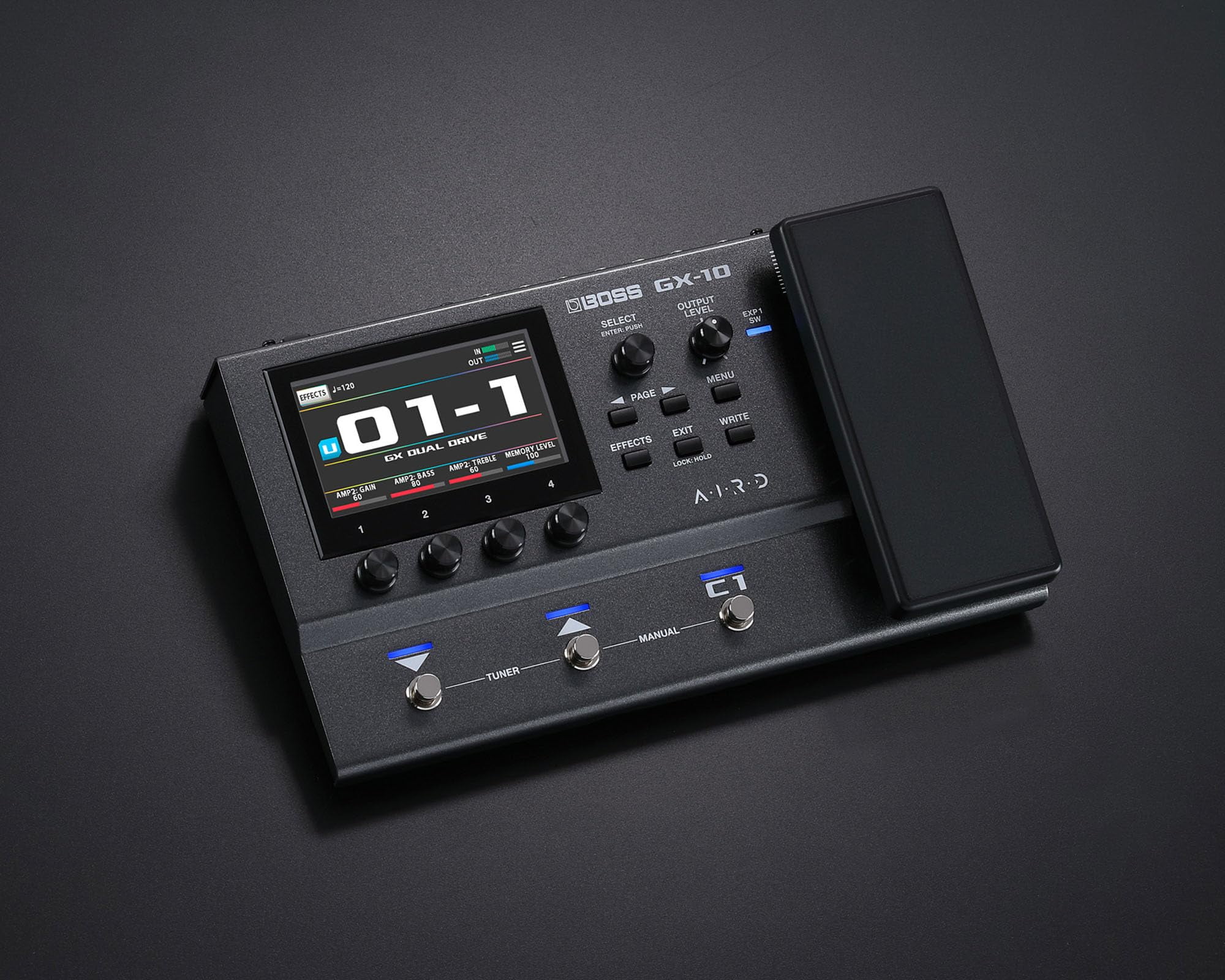 Boss GX-10 Guitar Effects Processor Bundle with Gearlux Power Supply, Instrument Cable, Patch Cable, and Picks