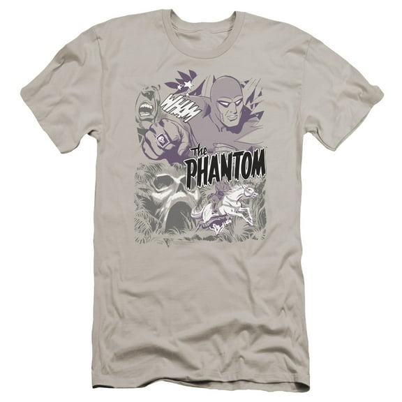 Phantom Ghostly Collage Premium Canvas Adult Slim Fit 30/1 T-Shirt Silver