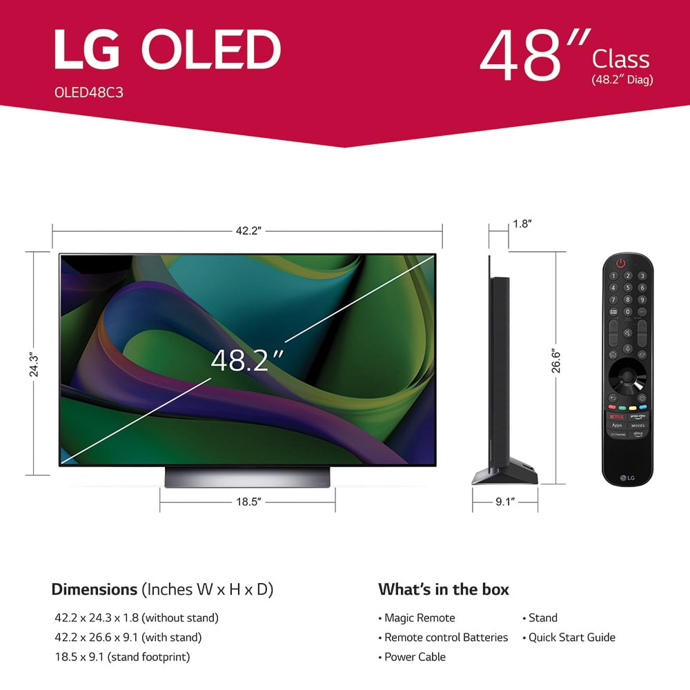 LG 48" Class 4K UHD OLED Web OS Smart TV with Dolby Vision C3 Series - OLED48C3PUA