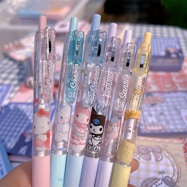 6pcs, Sanrio High-value ST Push Pen, Neutral Pen For School Students, Zebra Clip, Back To School, School Supplies, Kawaii Stationery, Colors For School, Stationery, Writing Pens