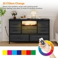 thumbnail image 3 of Emorefun TV Stand up to 50 Inch TV, 8 Fabric Drawers Dresser with LED Light and Power Outlet for Living Room, Entryway, Black Wood Grain, 3 of 7