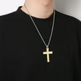 thumbnail image 3 of HZMAN Men's Stainless Steel Jesus Christ Crucifix Cross Lord's Prayer Pendant Necklace (Gold), 3 of 9