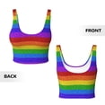 thumbnail image 6 of Goofa Colorful Glitter Rainbow Printed Sports Bras for Women, High Impact Running Bra Workout Crop Tank Tops Longline Sports Bra Push up-Medium, 6 of 9