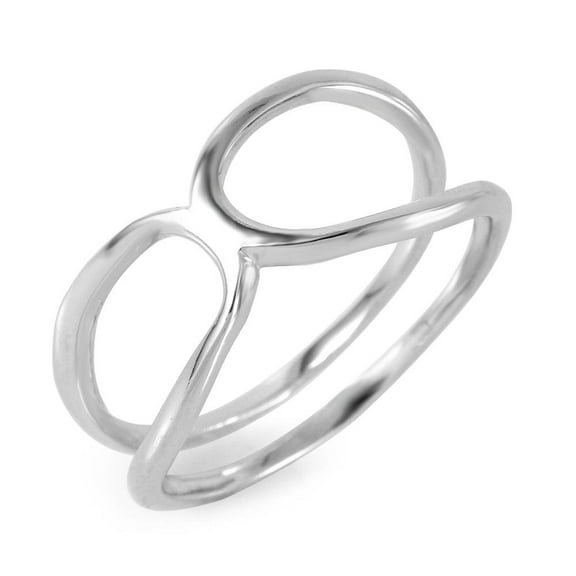 Rhodium Plated Sterling Silver 925 Infinity Double Shank Band Ring Jewelry Female Male Unisex Size 5