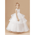 thumbnail image 4 of Flower Girl Dress Princess Ruffles Pageant Dresses Tulle Lace Tiered Kids Party Prom Ball Gown (Ivory 2 -3Years）, 4 of 8