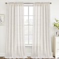 thumbnail image 1 of Cortinas FantasDecor de lino transparente, 274 cm de longitud, 2 paneles, color natural, 1 of 7