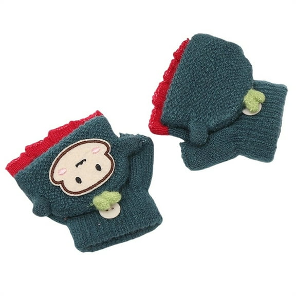 Otqutp 1-3Years Kids Flip Top Fingerless Warm Soft Gloves Knit Baby Winter Mitten Baby Boys Girls Toddler Gloves Warm Gloves(AG,1-3Years)