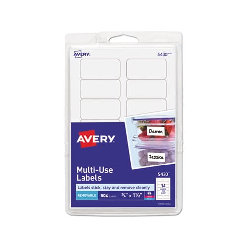 Removable Multi-Use Labels Inkjet/Laser Printers, 0.75 x 1.5, White, 14/Sheet, 36 Sheets/Pack, 5430