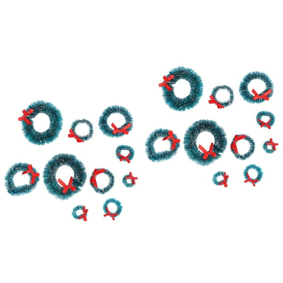 FRCOLOR 20 Pcs  Small Decorative Wreaths Christmas Mini Wreath Ornaments (Blue Green, Bow)