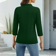 thumbnail image 4 of Resicozy Women's Polo Shirt 3/4 Sleeve Tops Collared Button Down Solid Color 2026 Tee Casual Work T Shirt Dark Green XL, 4 of 5
