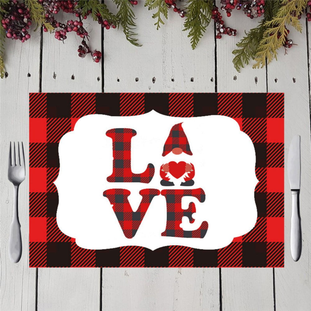 Valentines Day PlacematsValentines Day Placemats Set of 4Red Check Place Mats 12x16 Inch for