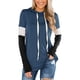 thumbnail image 1 of Sudadera con capucha para mujer, manga larga, bloques de color, sudadera con capucha informal suave para uso diario, azul M, 1 of 6