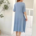 thumbnail image 4 of Ynynloco Women's Short Sleeve Crew Neck Swing Midi Dress Casual Loose T-Shirt Dresses with Pockets, 4 of 8