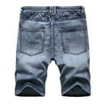 thumbnail image 3 of cllios Mens Denim Shorts Plus Size High-end Ripped Personality Big and Tall Stitching Trend Denim Shorts Jeans, 3 of 8