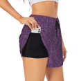 thumbnail image 2 of Disketp Retro Florals Purple Print Women's Shorts Workout Shorts for Athletic Gym Running Shorts with Phone Pockets XX-Large, 2 of 8