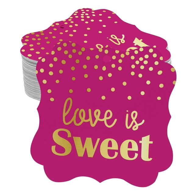 Inkdotpot Real Gold Foil Love Is Sweet Wedding Tags Favor Bracket Shape Hang Pack Of 100 Paper Tags