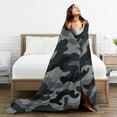 thumbnail image 5 of Military Camouflage Pattern Throw Blanket Ultra Soft Warm All Season Black and Grey Camo Decorative Fleece Blankets for Bed Chair Car Sofa Couch Bedroom 80"X60", 5 of 6