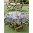 thumbnail image 4 of Outdoor Tablecloth with Umbrella Hole for Patio/Picnic/Party/Camping, Turtle Coastal Waterproof Table Cloth Round Cover Washable, Nautical Summer Beach Coral Jellyfish Wooden (Dia 54"), 4 of 8