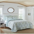 thumbnail image 3 of Laura Ashley  Saltwater Blue Reversible 3-piece Cotton Quilt Set, 3 of 14