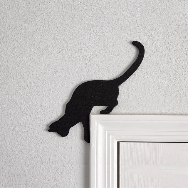 Decoración de esquina para puerta de gato: letrero decorativo para puerta de Halloween, adorno navideño para colgar en la esquina de la puerta, adorno decorativo vintage para fiestas espeluznantes (un