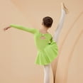 thumbnail image 7 of AHTJRT Ballet Leotards for Girls Long Sleeve V Neck Dance Ballerina Outfits Dresses with Skirt Drop Shoulder Classic Gymnastics Bodysuit Green 3-4 Years, 7 of 7