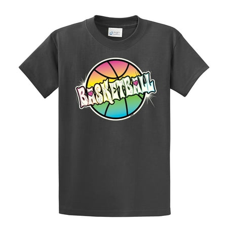 Youth Basketball T-Shirt Neon Rainbow Basketball