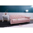 thumbnail image 2 of Roll-up arm double armrest backrest with buttons 81.9" pink velvet living room apartment studio sofa, 2 of 9