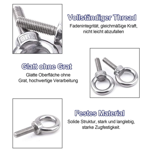 Cáncamos De Acero Inoxidable 304 - Tornillos M6, Ideales Para Remolques, Caravanas Y Uso Exterior
