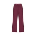 thumbnail image 4 of SELONE Womens Capri Pants with Pockets Work Plus Size Lounge Pants Cotton Linen Elastic Waist Trouser Loose Casual Beach Pants Drawstring Solid with Buttons Straight Wine M Breathable Summer Clothes, 4 of 5