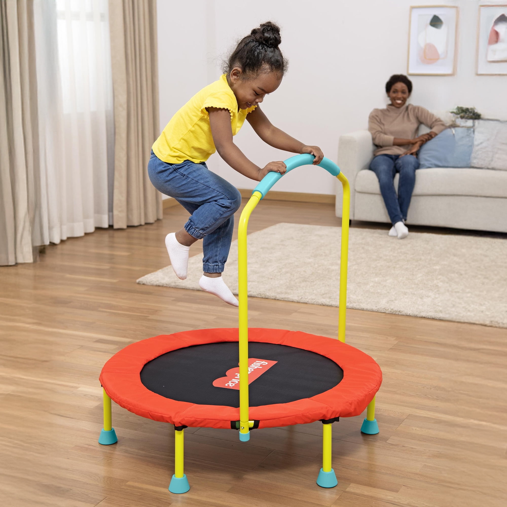 Fisher-Price WonderJump 36" Round Indoor Trampoline Kids Toddler Toy, Multicolor