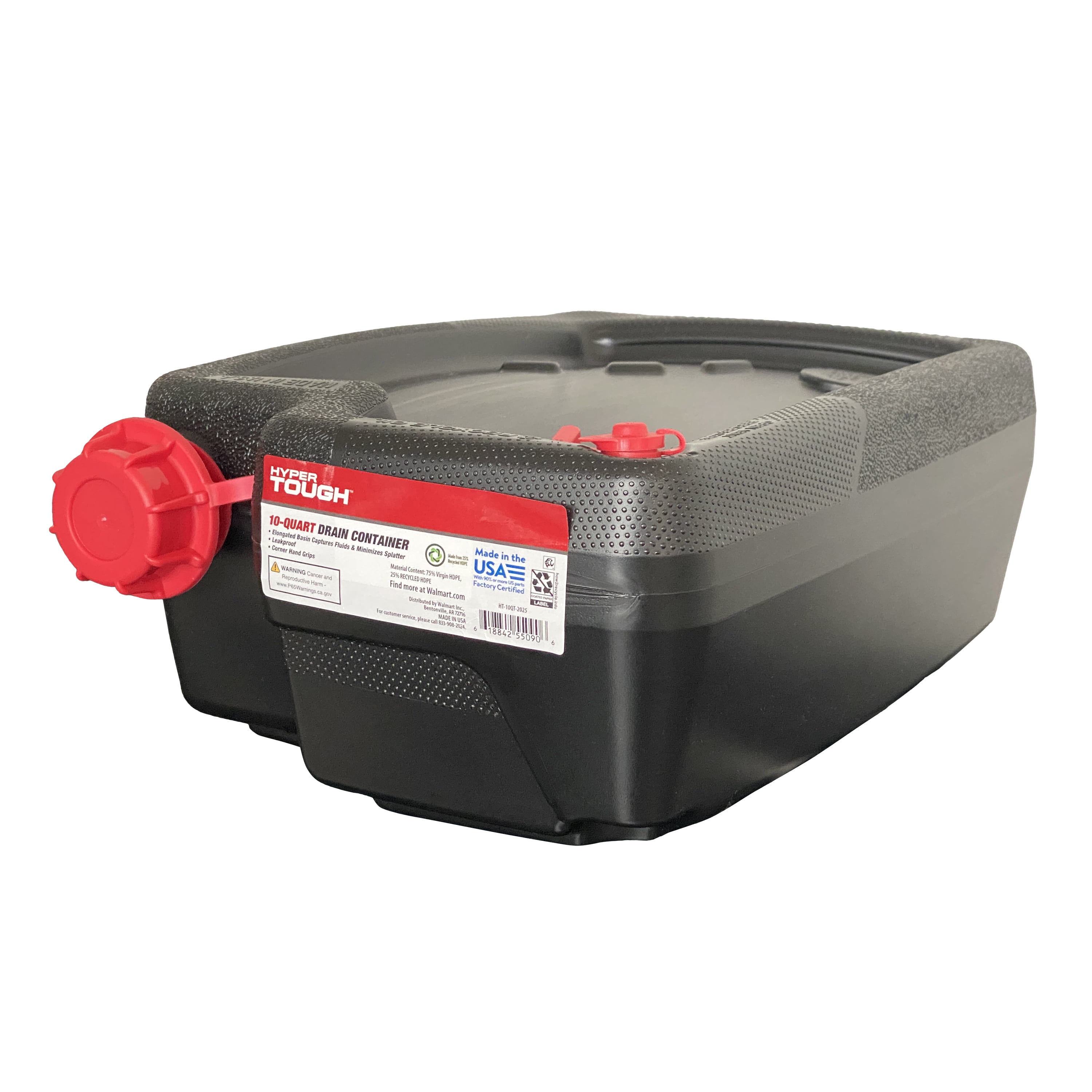 Hyper Tough 10 Quart Automotive Drain Pan Container, HT-10QT-2025, Black