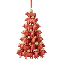 Beautynvta Christmas Animals Ornaments, 3.15'' Stacking Christmas Animals Pendant Christmas Decor, Christmas Tree Hanging Ornaments, Car Interior Rearview Pendant Decor Gift, (Cow)