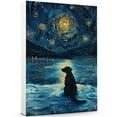 thumbnail image 2 of Sloughi Christmas Canvas Wall Art Cute Dog Sitting Winter Night Snow Picture Prints Painting Vintage Artwork for Home Decor Frame, 2 of 5