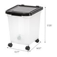 thumbnail image 6 of IRIS USA 25 Lbs / 32.5 Qt WeatherPro Airtight Pet Food Storage Container with Removable Casters, for Dog Cat Bird and Other Pet Food Storage Bin, Keep Fresh, Translucent Body, Clear/Black, 6 of 6