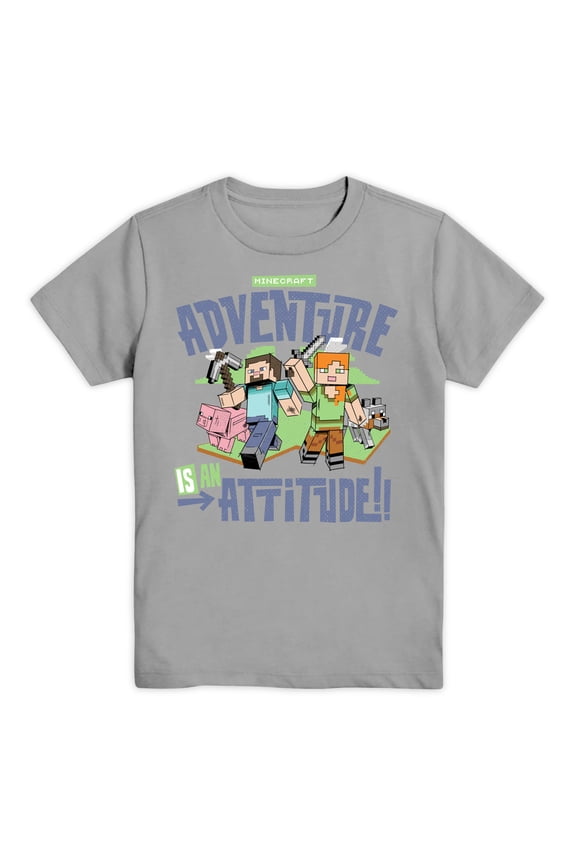 , Boys Apparel Graphic Crew Neck Short Sleeve T-Shirt, Sizes XS-2X, MC Adventure Attitude (Little Boys & Big Boys)