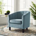 thumbnail image 2 of Modern Contemporary Urban Design Living Room Lounge Club Lobby Tufted Armchair Accent Chair, Velvet Fabric, Light Blue, 2 of 6