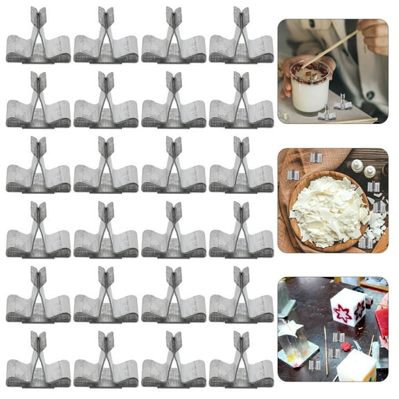 100pcs Wooden Candles Wick Tabs Metal Candle Wick Sustainer Tabs DIY Candle Wick Bases